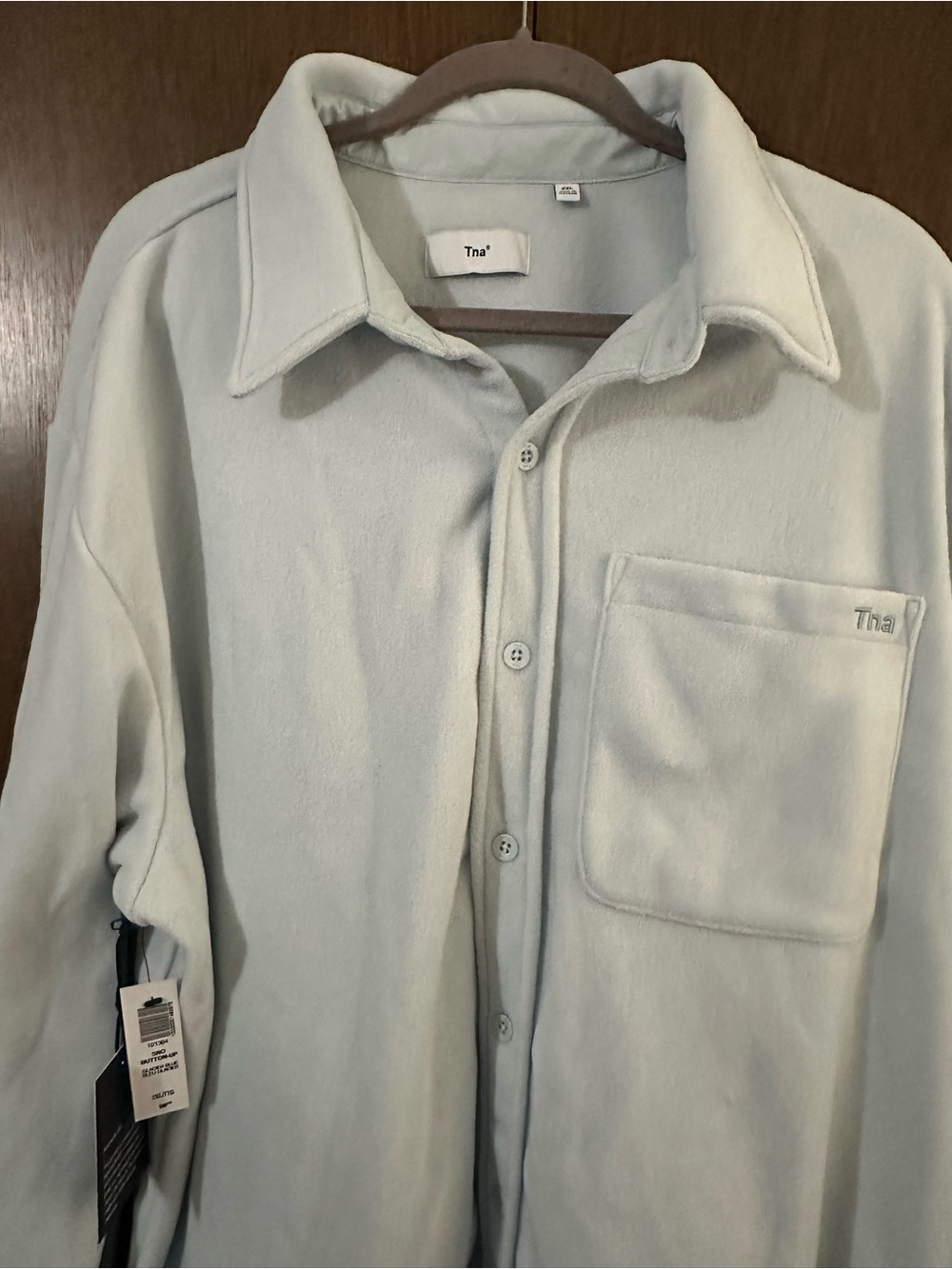 Aritzia TNA Sno Polar Button-Up Shirt Fleece Glacier Blue NWT Size 2XL Cozy - Picture 8 of 16